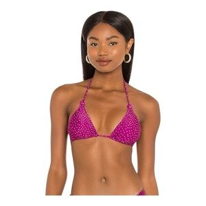 VIX PAULA HERMANNY Louise Mia Knotted Polka-dot Triangle Bikini Top NWT